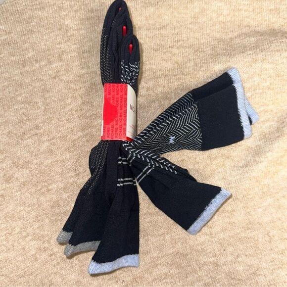 MK Men’s 3 pack Sky Midnight Blue Chevron Stripe Cotton Blend Dress Crew Socks - Picture 9 of 10